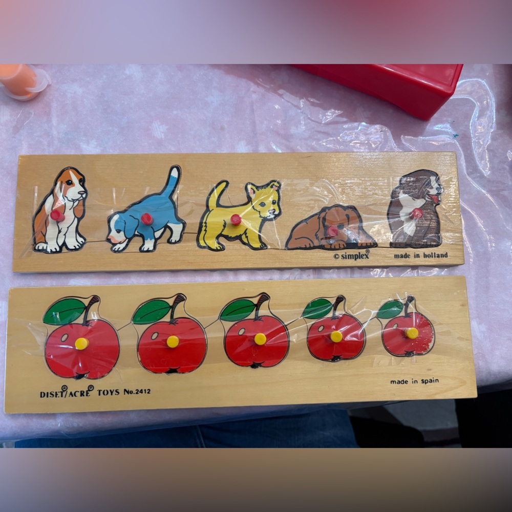 Vintage Colorful Wooden Puzzle Boards